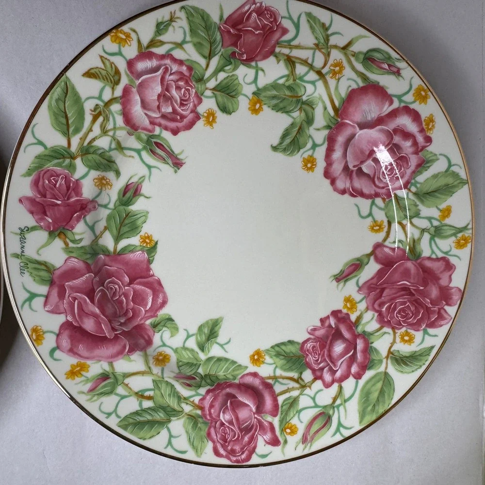 Lenox Suzanne Clee Flower Blossom Dessert‎ Plates Set of 4 Fine Porcelain 1998